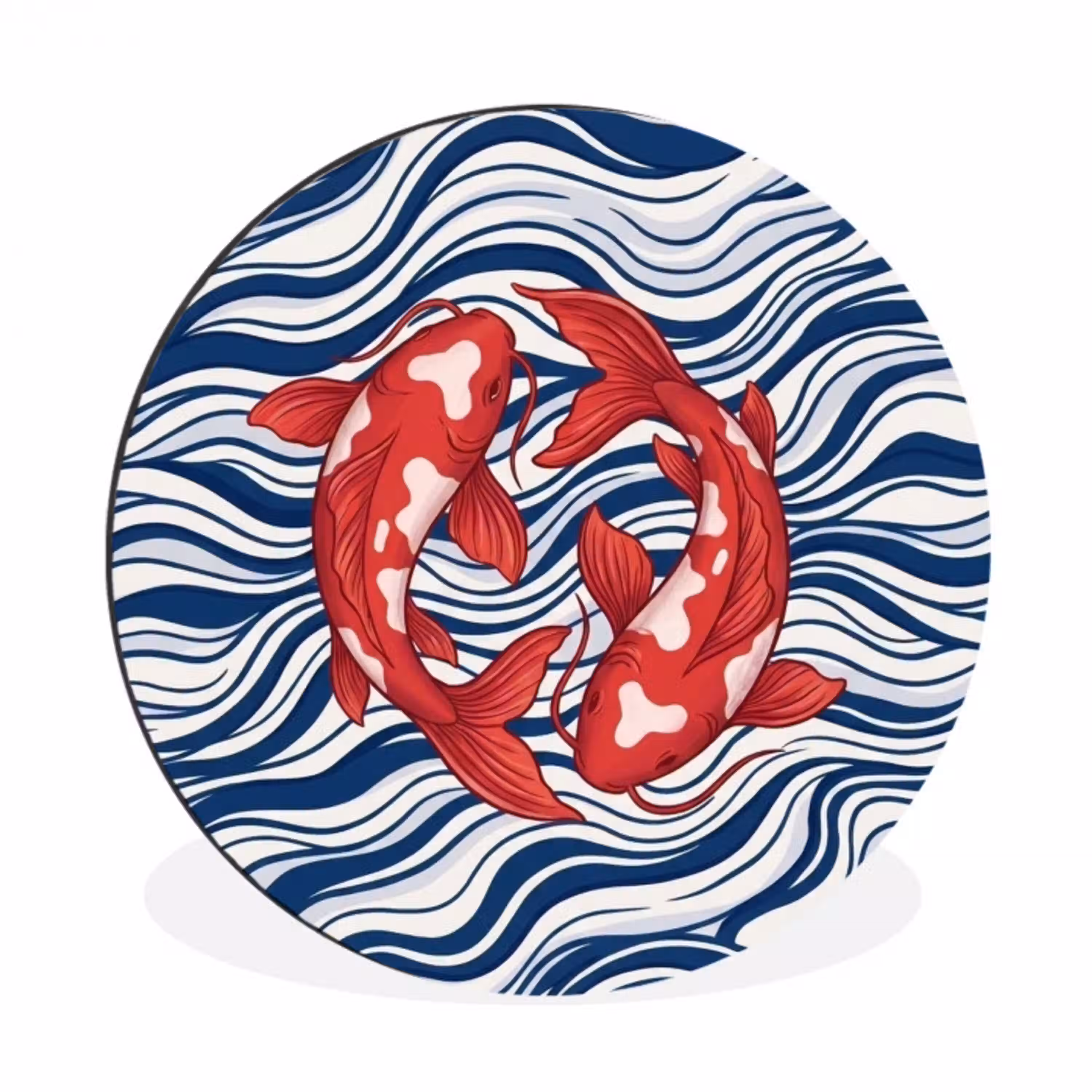 Vis - Water - Natuur - Illustratie - Rood Wandcirkel aluminium klein -3d