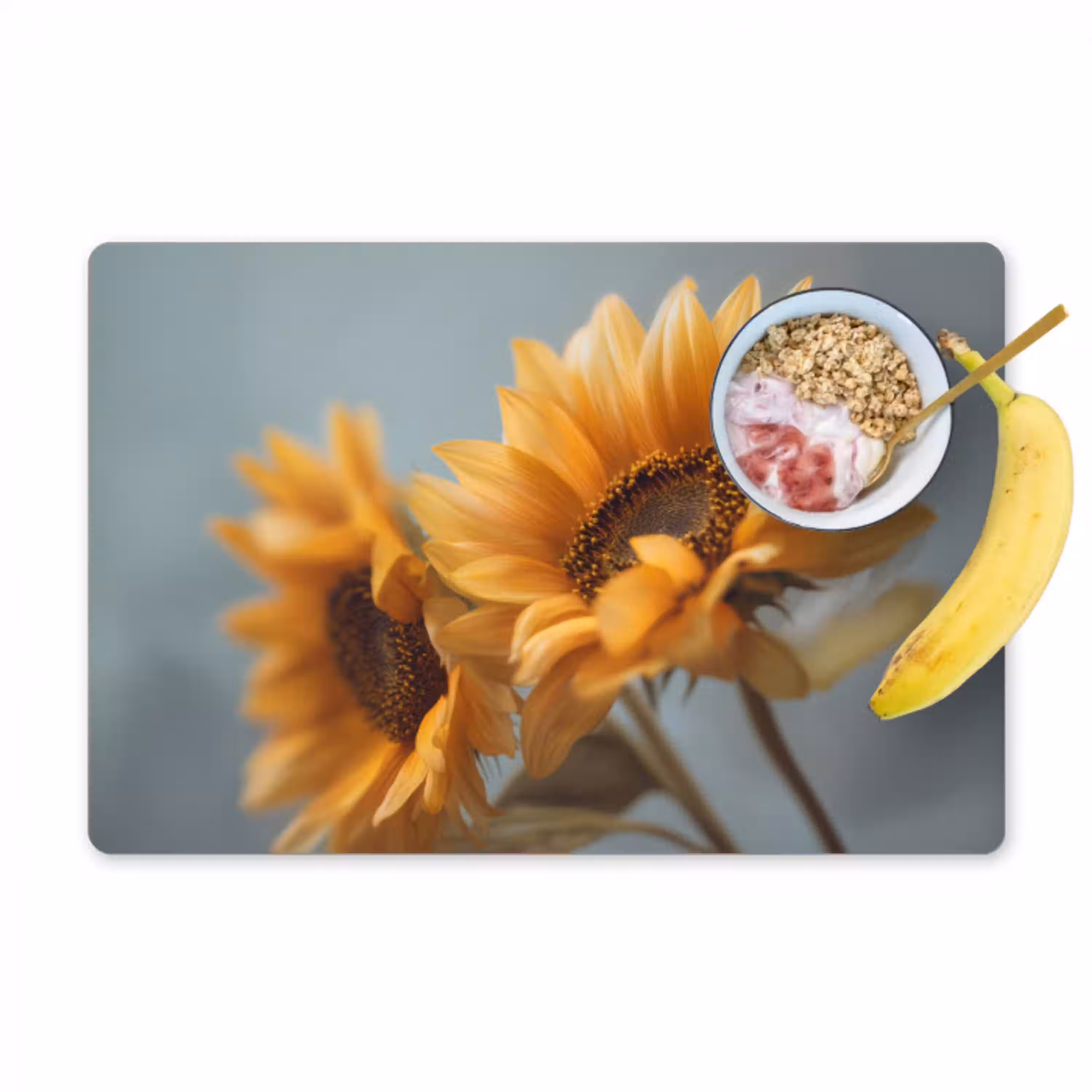 Zonnebloemen - Geel - Wazig Placemat vinyl groot -zzzproduct_Kitchenyeah-website