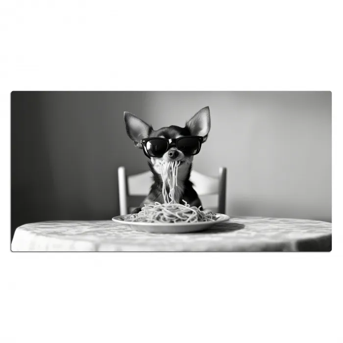 Chihuahua - Hond - Zonnebril - Humoristisch - Zwart - Wit - Spaghetti Muismat XXL klein -3d_leeg