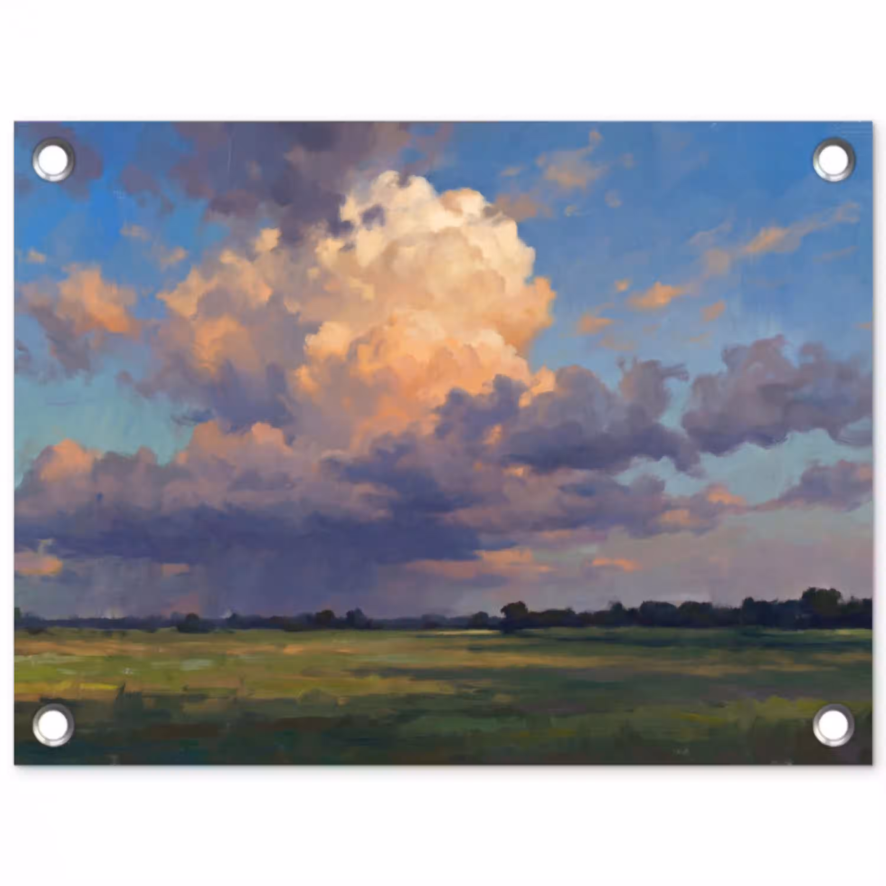 Lucht - Wolken - Landschap - Modern - Oranje tuinposter los doek klein -3d