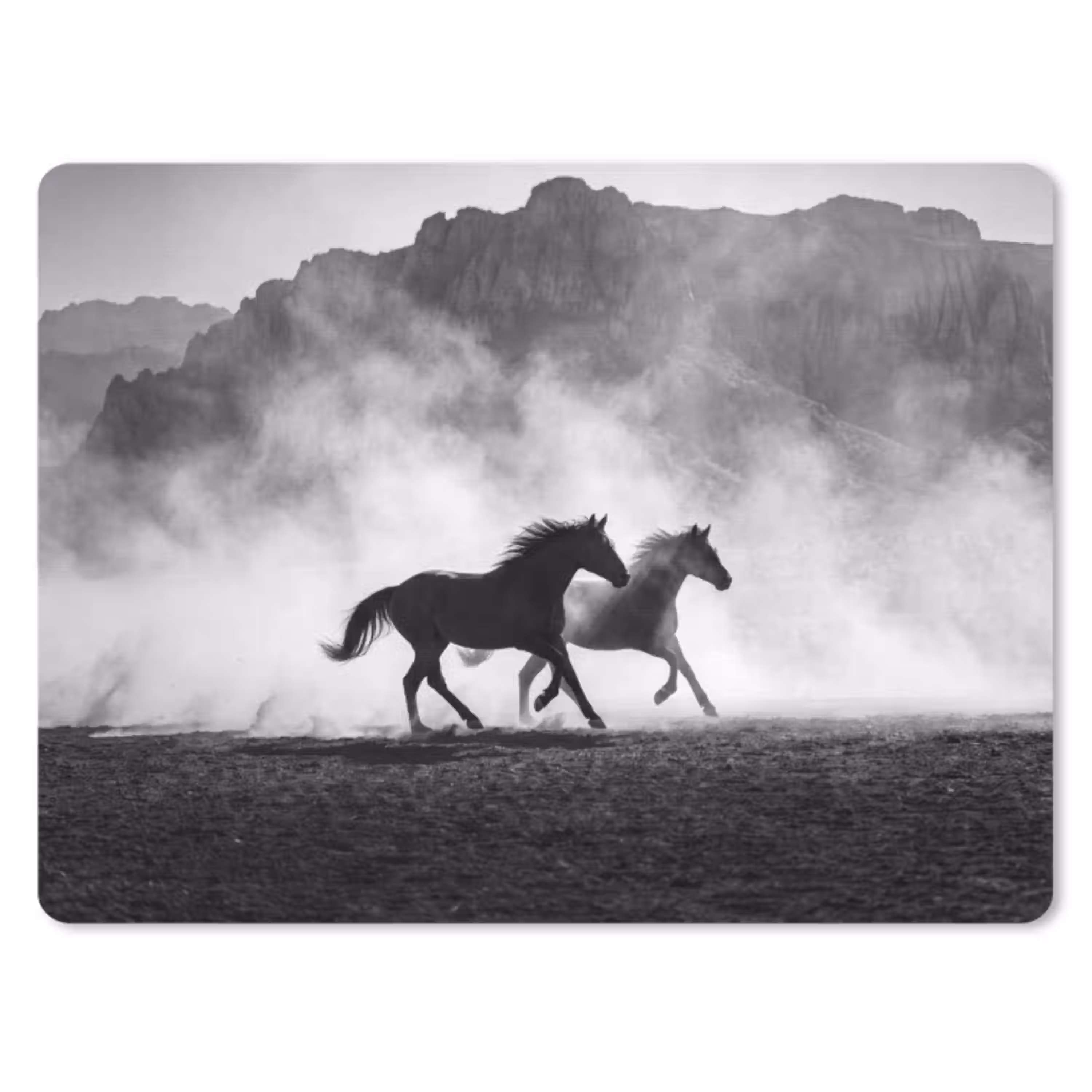 Paard - Ren - Stof - Zwart-wit - Dieren muismat rubber klein -3d