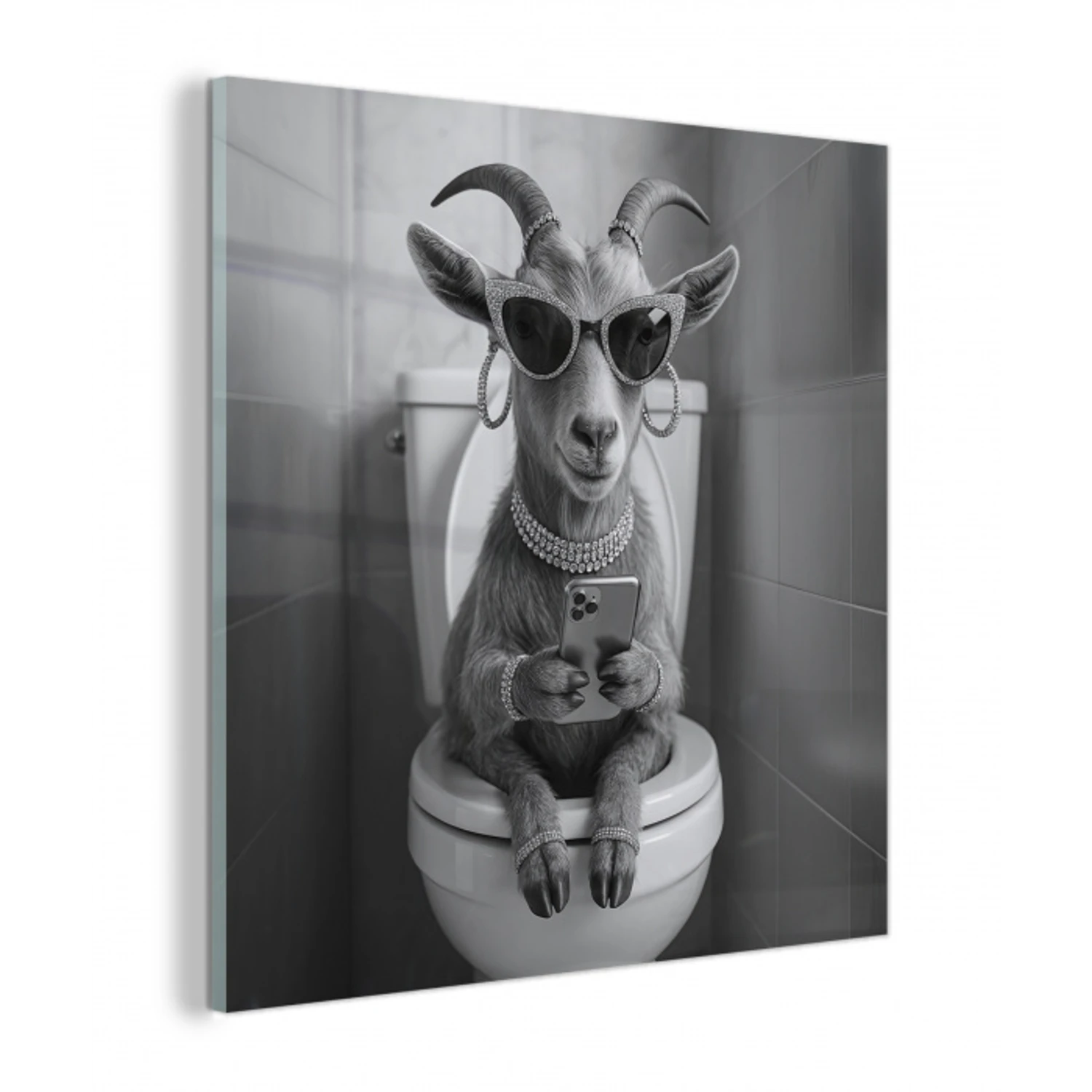 Geit - Telefoon - Toilet - Zwart - Wit plexiglas 5mm klein -z3d
