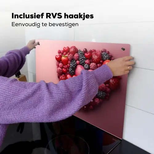 Fruit - Hartjes - Aardbeien - Frambozen - Bosbessen Inductie beschemer met haakjes klein -ky-ophangen-nl