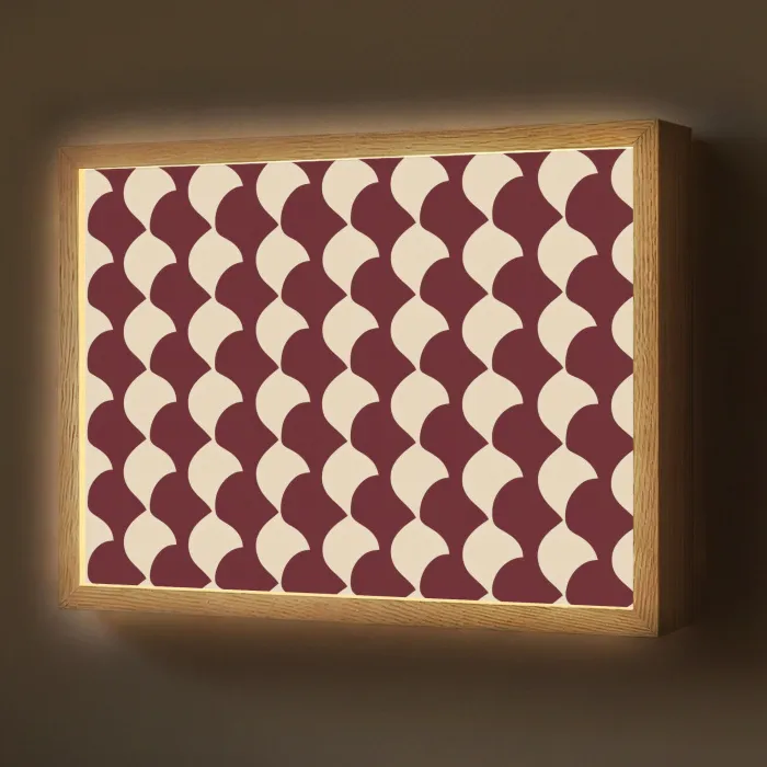 Rood - Tegelpatroon - Crème Light Box met batterij (Wandlamp) middel 907 -z3d_website