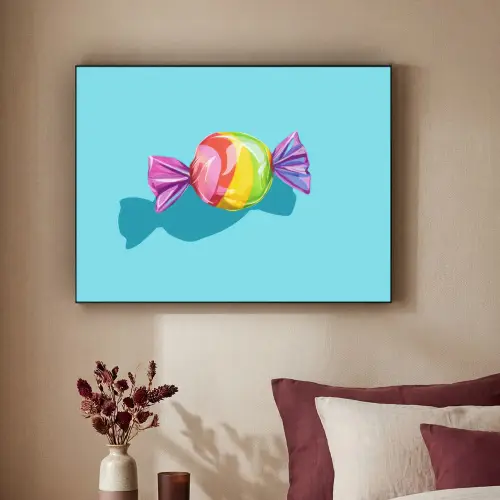 Blauw - Snoep - Regenboog Textielframe - compleet frame klein -sfeer1