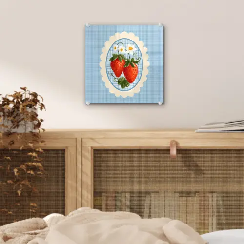 Aardbeien - Lijst - Rood - Geruit plexiglas 5mm klein -sfeer4