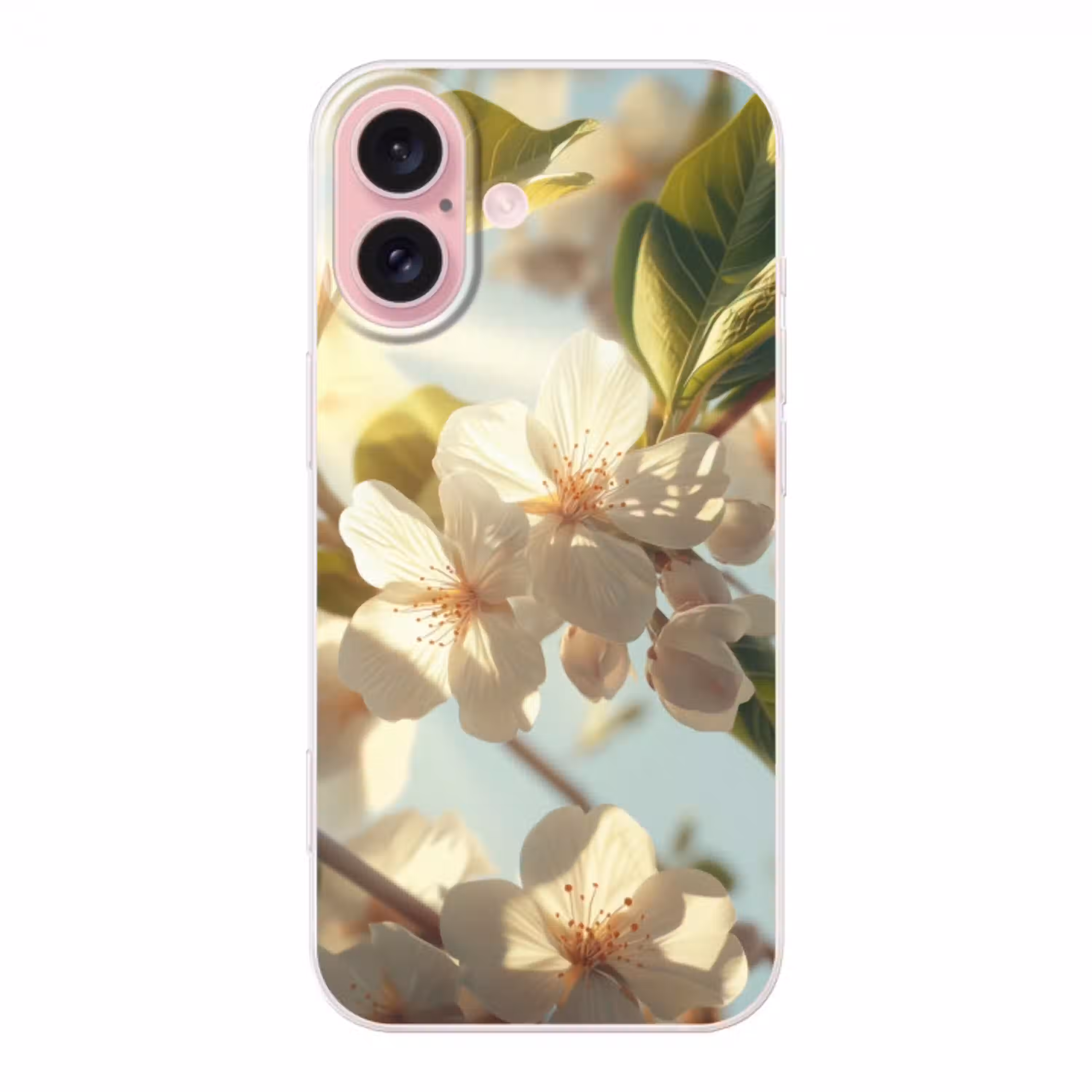 Bloesems - Wit - Zonnestralen -  Bloemblaadjes Apple iPhone 16 klein -3d