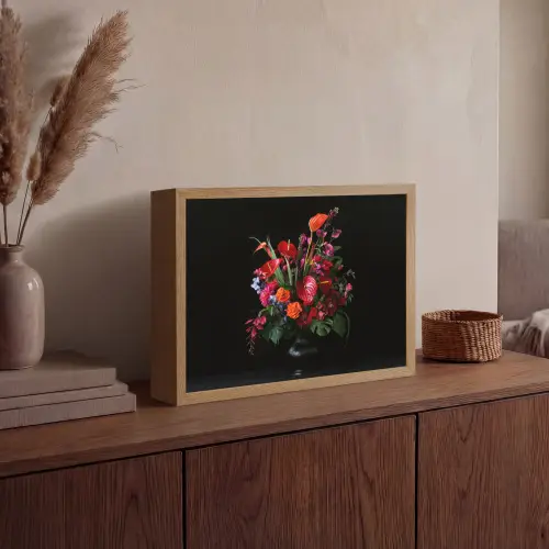 Bloemen - Boeket - Sierlijk Light Box met batterij (Wandlamp) middel -sfeer2