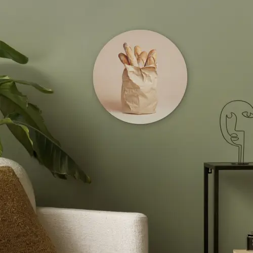 Baguette - Brood - Stokbrood - Beige Akoestische PET Vilt - Rond klein -sfeer2