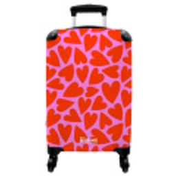 Dicht patroon van rode harten op roze achtergrond NBS - Handbagage koffer - Vrouwen middel -3d