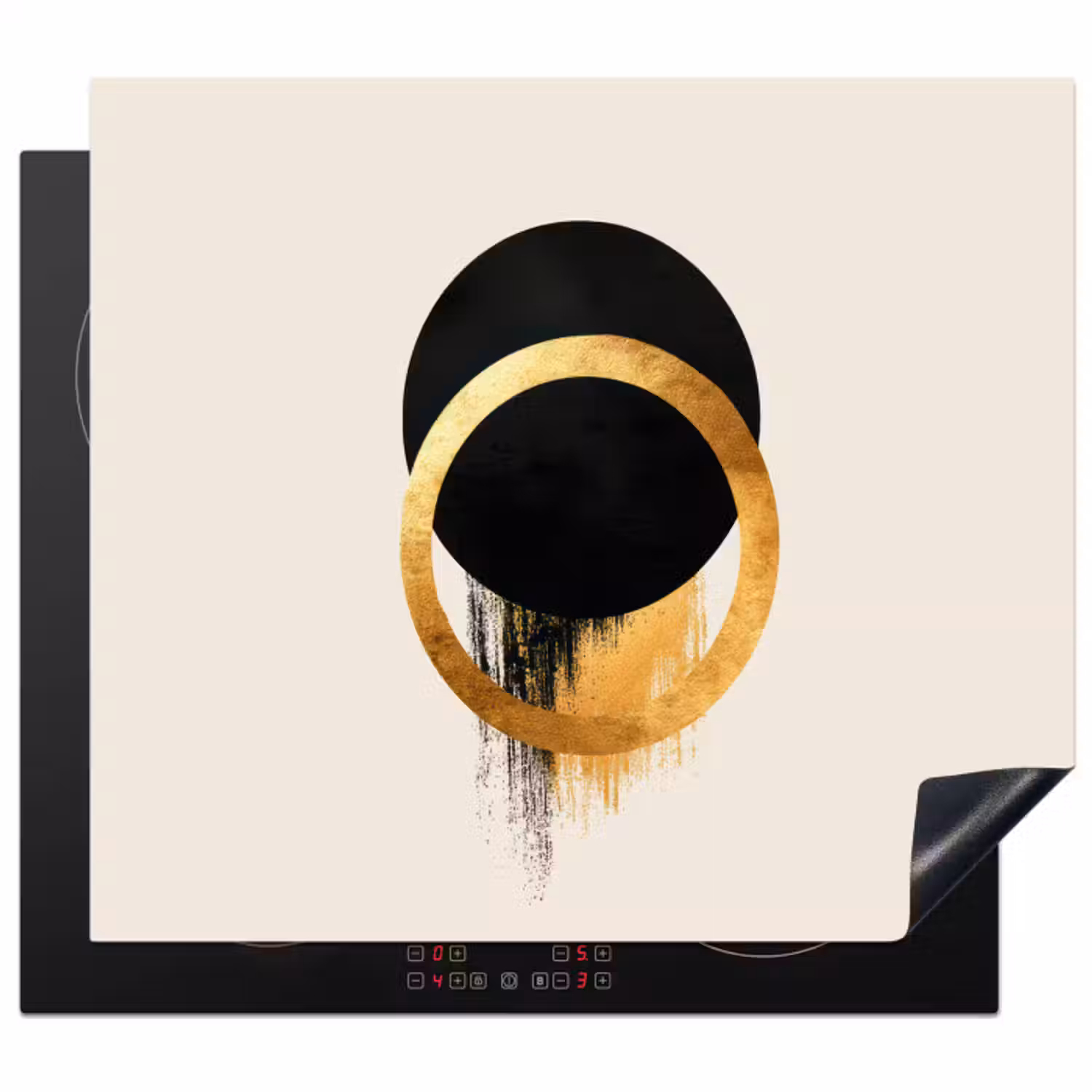 Inductie beschermer - Abstract ontwerp - Zwarte cirkel - Verfvlekken