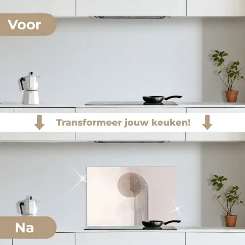 Minimalistisch - Cirkel - Lichtgrijs keuken achterwand spatscherm klein -voor_na_NL