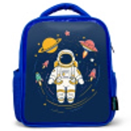 Astronaut - Planeten - Raket Kinderrugzak - Blauw middel -3d