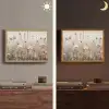 Bloemen - Roze - Modern - Beige Light Box met batterij (Wandlamp) middel -sfeer3