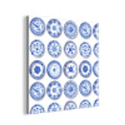 Borden - Bloemen - Patroon - Blauw aluminium wit klein 46 -3d