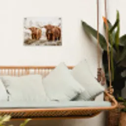 Twee Hooglanders in de Winter tuinposter los doek klein -sfeer7