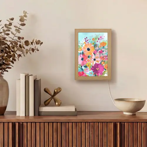 Bloemen - Schilderij - Natuur - Botanisch Light Box met kabel (Tafellamp) klein -sfeer2
