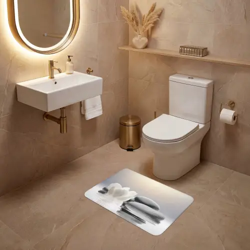 Stenen - Lotus - Wit - Water - Zen WCmat klein -sfeer3