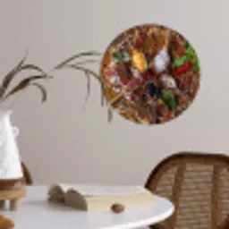 Specerijen - Kruiden - Lepels - Zout - Bruin - Keuken Wandcirkel behangsticker klein -sfeer3