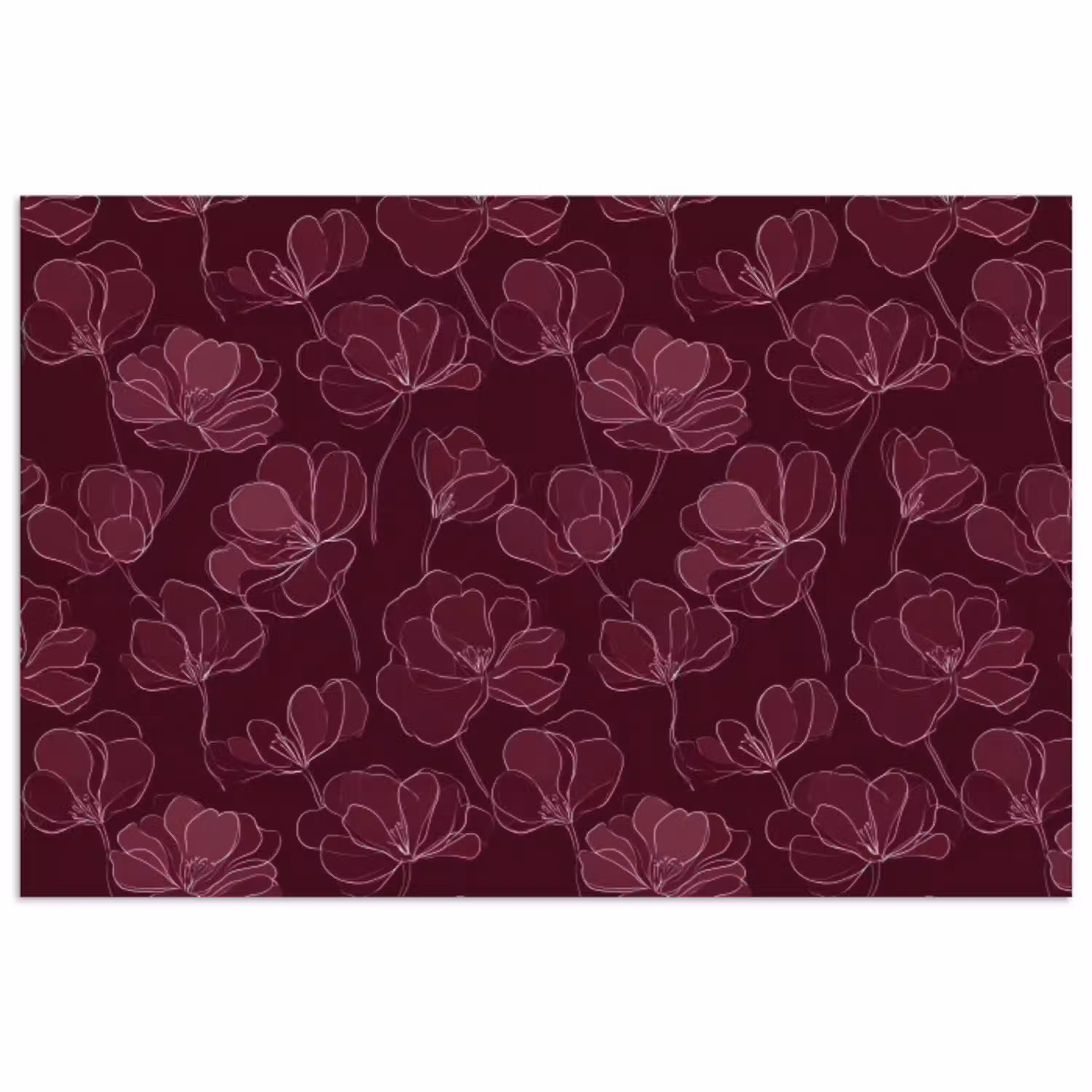 Bloemen - Patroon - Bordeauxrood poster papier klein 62 -3d