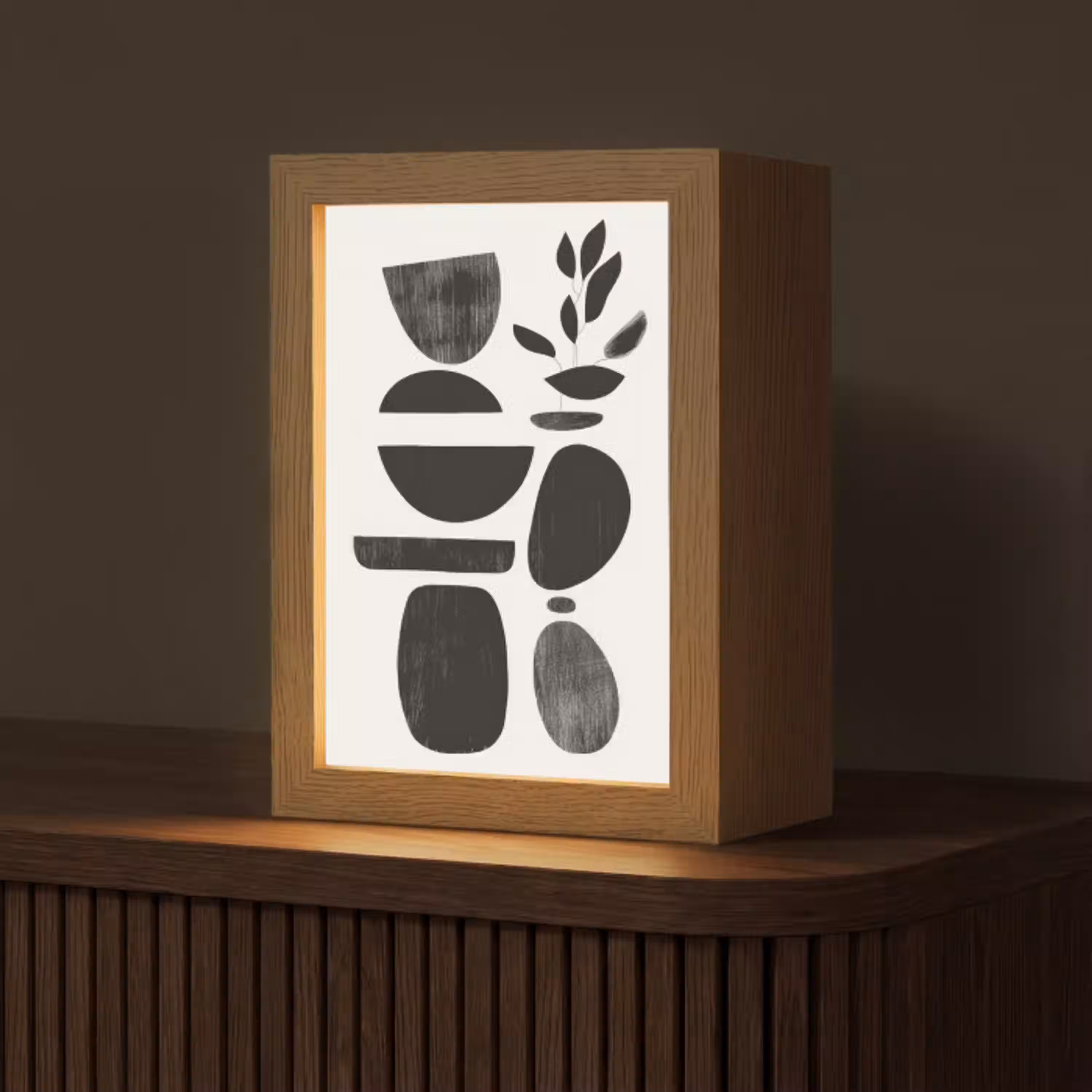 Japandi - Zwart - Abstract Light Box met kabel (Tafellamp) klein -z3d_website