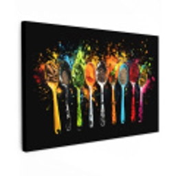 Lepels - Kruiden - Modern - Graffiti - Verf - Kleurrijk canvas 2cm klein -z3d