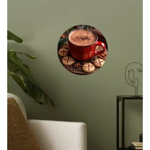 Chocolademelk - Mok - Winter - Kerst - Gezelligheid Wandcirkel behangsticker klein -sfeer2