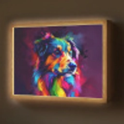 Hond - Kleurrijk - Dier - Dierenhoofd Light Box met batterij (Wandlamp) middel -z3d_website