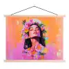 Portret - Bloemenkroon - Vrouw textielposter latten blank klein -3d