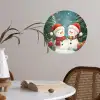 Sneeuwpop - Kerstsneeuw - Groen - Rood Wandcirkel behangsticker klein -sfeer3