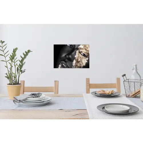 Vrouw - Goud - Zwart - Verf - Luxe Muursticker klein -eettafel