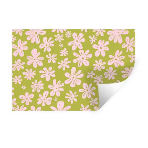 Bloemen - Roze - Getekend - Patroon Muursticker klein -3d
