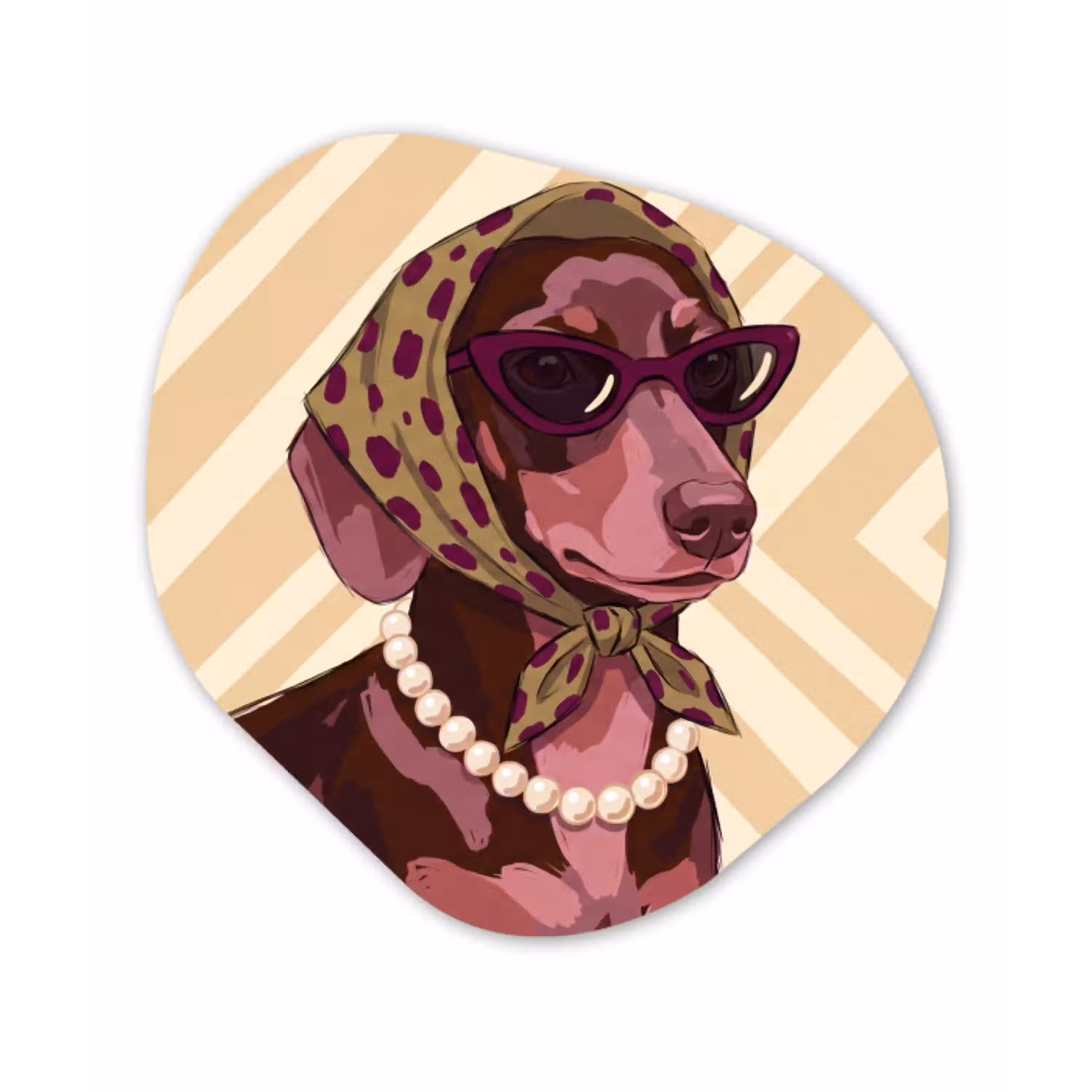 Hond - Zonnebril - Hoofddoek - Dieren - Modern Wandcirkel Organisch Aluminium middel -3d