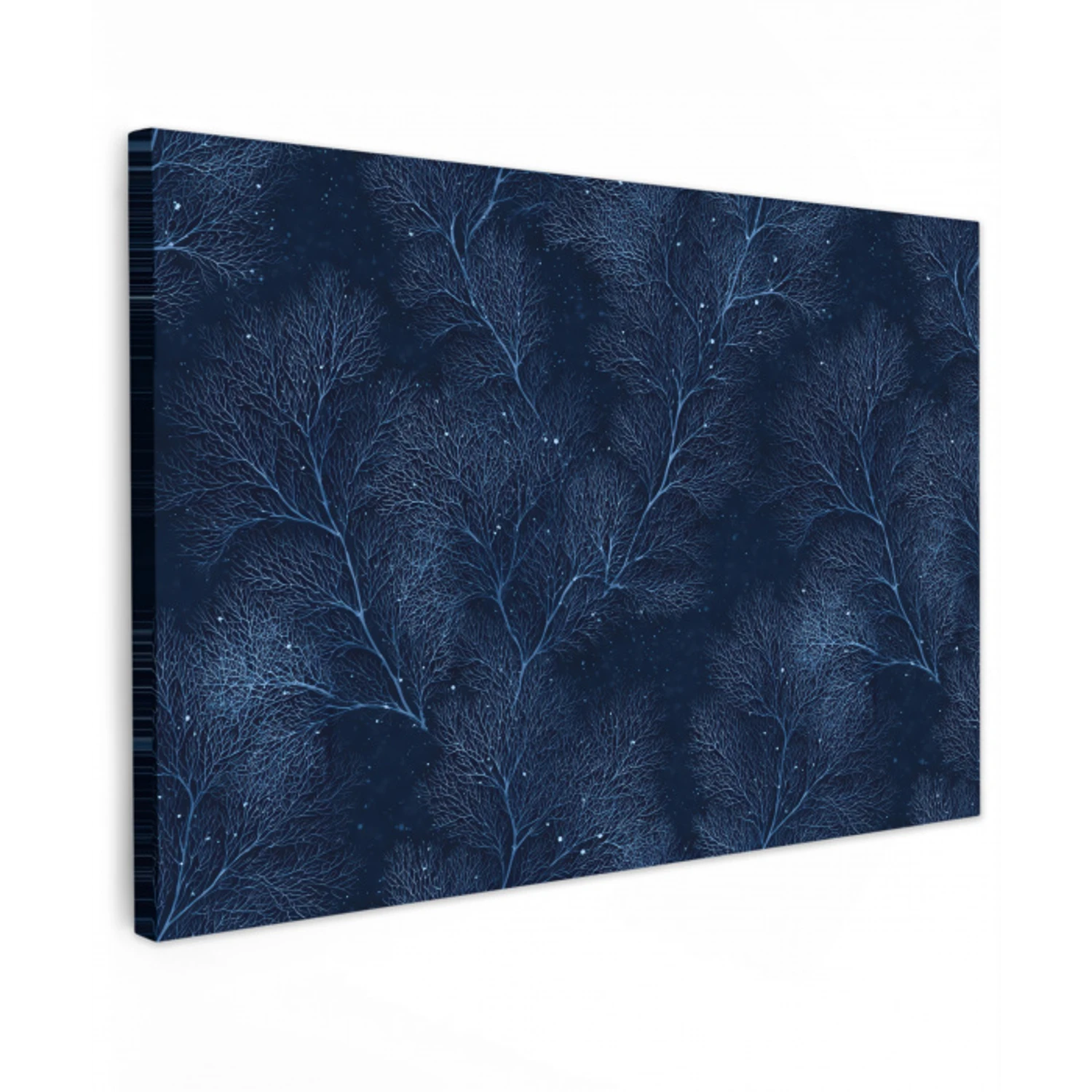 Koraal - Takken - Patroon - Nachtblauw Tuinposter op houten frame 2 cm dik klein 845 -3d