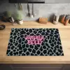 Panterprint - Zwart - Neonletters - Roze Inductie beschermer vinyl 3mm klein -sfeer5