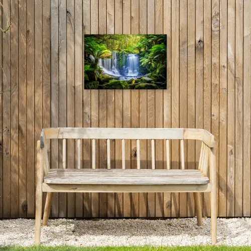 Waterval in het Regenwoud Tuinposter op houten frame 2 cm dik klein -sfeer4