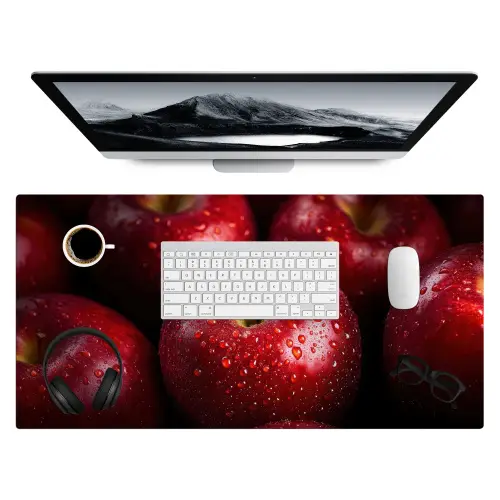 Rood - Appels - Fruit Muismat XXL klein -3d