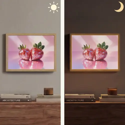 Disco - Fruit - Glitter - Strawberry Light Box met batterij (Wandlamp) middel -sfeer3