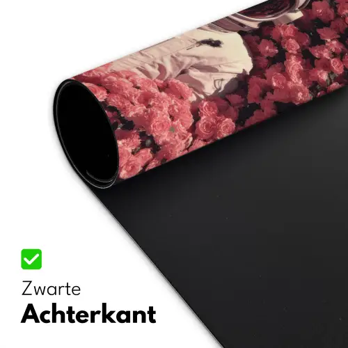 Bloemen - Roze - Astronaut Muismat XXL klein -sfeer2