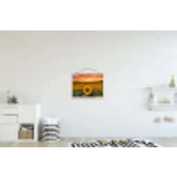 Zonnebloemen - Heuvellandschap - Geel textielposter latten blank klein -kinderkamer