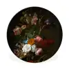 Vaas met bloemen - Schilderij van Rachel Ruysch Wandcirkel aluminium klein -3d