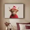 Schotse Hooglander - Kerst - Muts - Trui - Winter Textielframe zwart klein -sfeer1