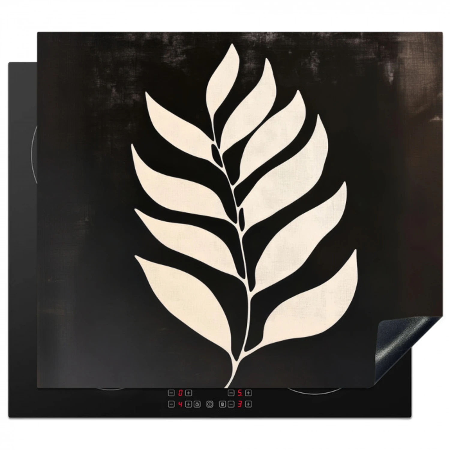 Blad - Wit - Minimalistisch Inductie beschermer vinyl 3mm middel -3d