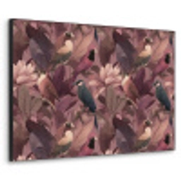 Vogels - Bladeren - Roze Textielframe zwart klein 947 -3d