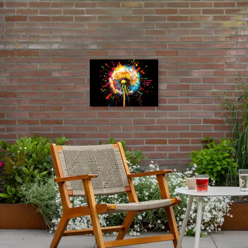 Paardenbloem - Graffiti - Kleurrijk - Bloemen - Natuur Tuinposter op houten frame 2 cm dik klein -sfeer3