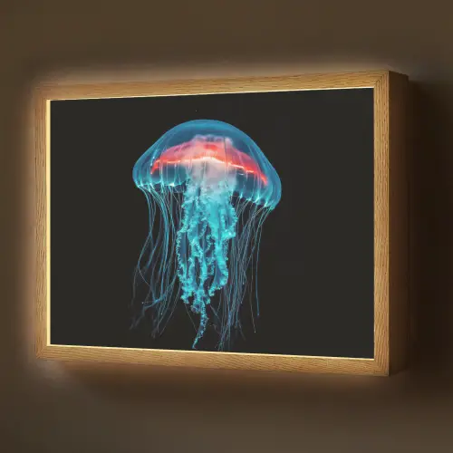 Kwal - Tentakels - Blauw - Licht Light Box met batterij (Wandlamp) middel -z3d_website