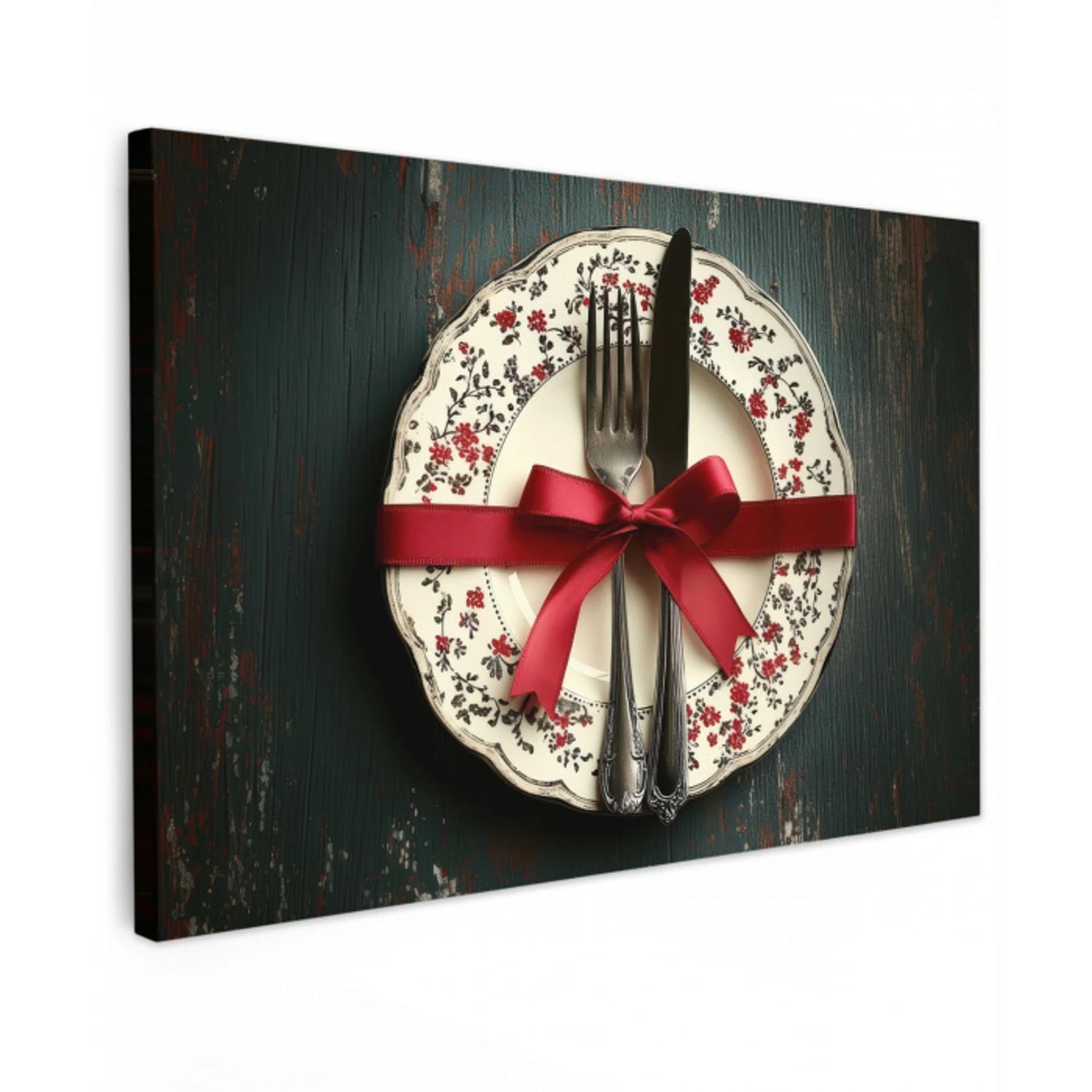 Rood - Strik - Bestek Tuinposter op houten frame 2 cm dik klein -3d