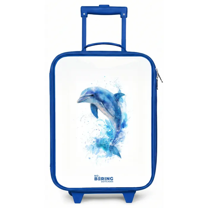Springende blauwe dolfijn Kinderkoffer - Blauw klein -zz3dotto