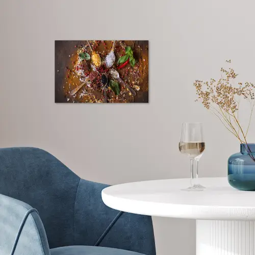 Specerijen - Kruiden - Lepels - Zout - Bruin - Keuken poster papier klein -sfeer3