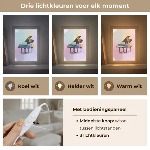 Piano - Pastel - Elegant - Dromerig Light Box met kabel (Tafellamp) klein -USP_lichtkleurNL